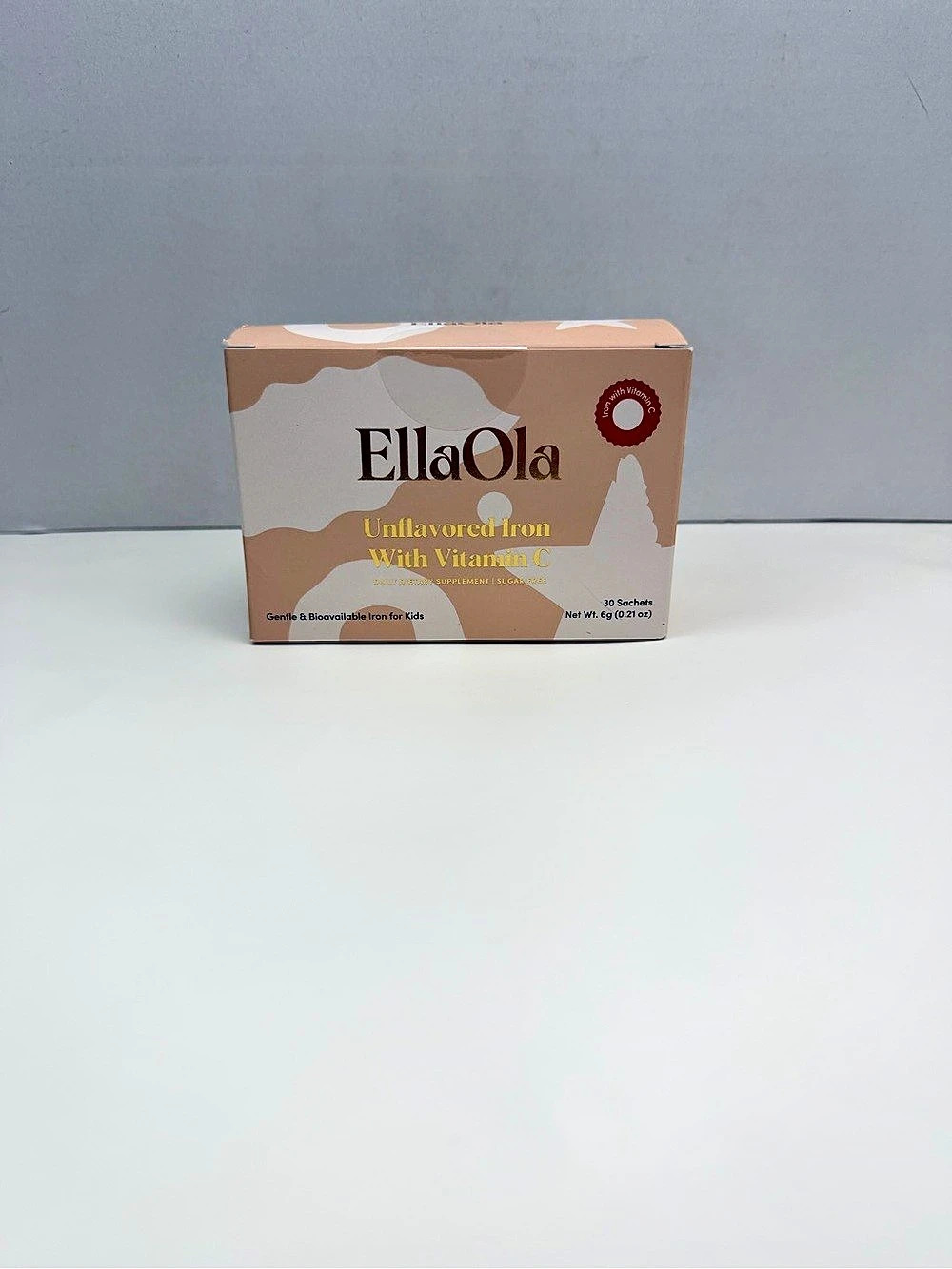 EllaOla Unflavored Iron with Vitamin C 30 Sachets Exp 4/28 New And Sealed.